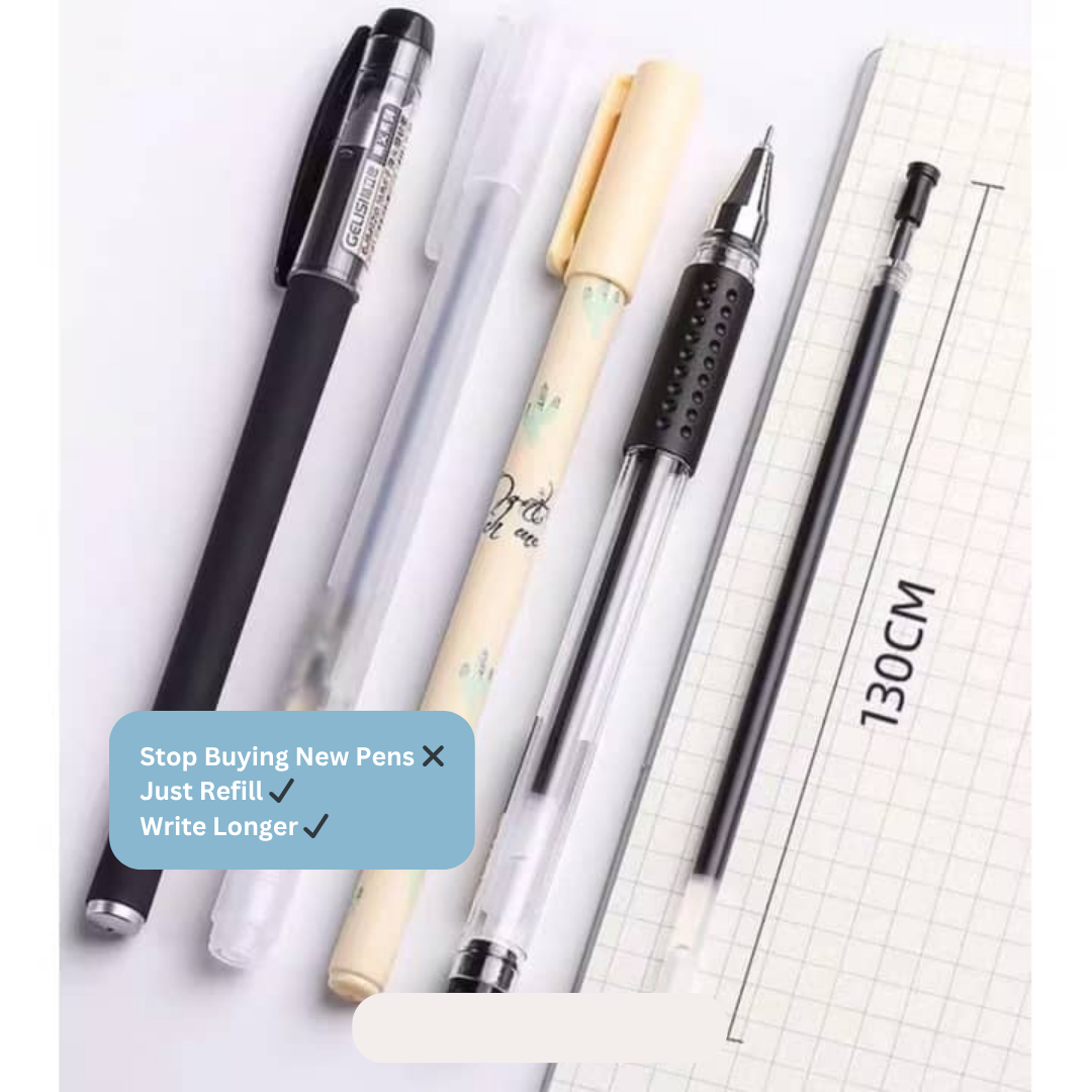 Gel Pen Refill 0.5mm (Long Type - 13cm ) | Long Lasting Ink | Smooth Writing | Student & Work Pen Refill | Stationery
