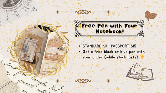Free Pen with Notebook Purchase – STANDARD & PASSPORT Notebooks 📚