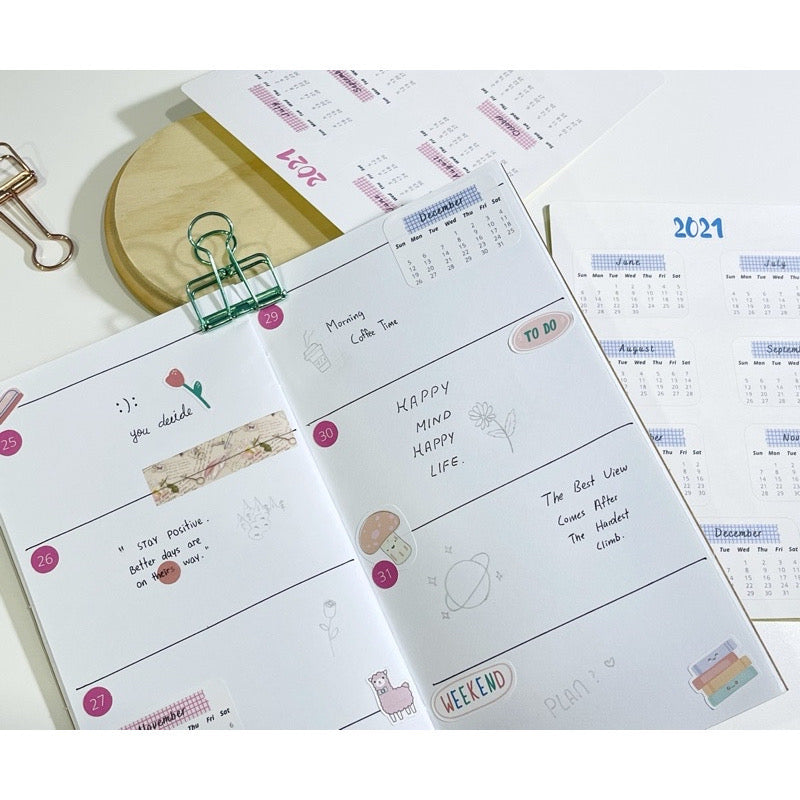 Printable 2026 2027 Date Planner Calendar Sticker Sheet 📆 Journal Productivity DIY Notebook (A5 Size)