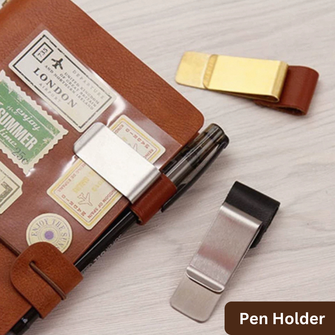 [PRE-ORDER] Stainless Steel Pen Holder Clip for Notebook | Journal Planner Accessories | Portable Pen Organizer | Lightweight Universal Fit ️✈️