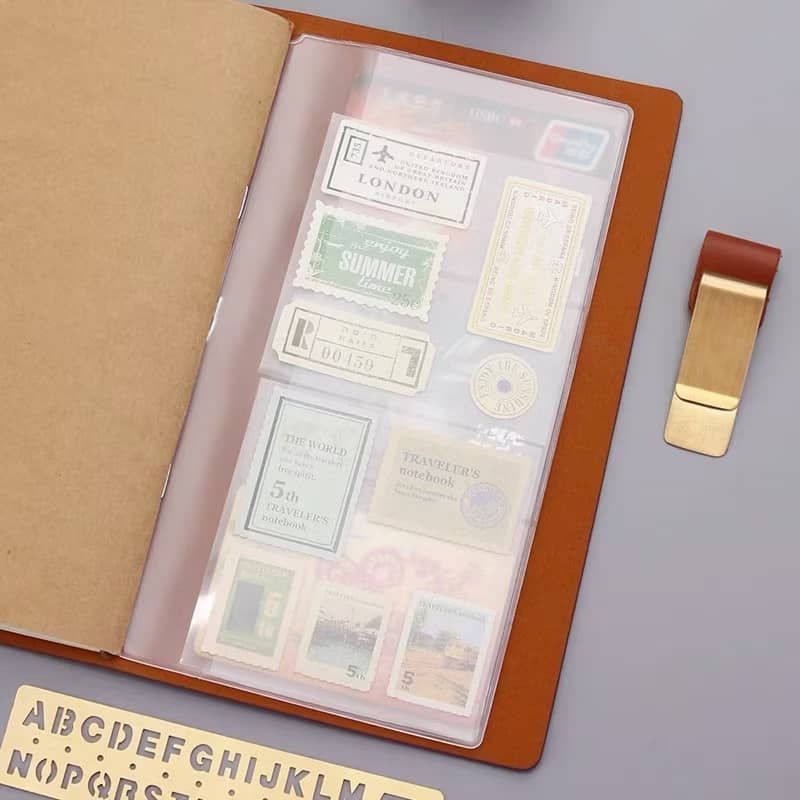 Journal Storage Bag Insert A5 | Travelers Notebook Zipper Pouch Vintage TN Accessories | Card Holder Organizer Refillable