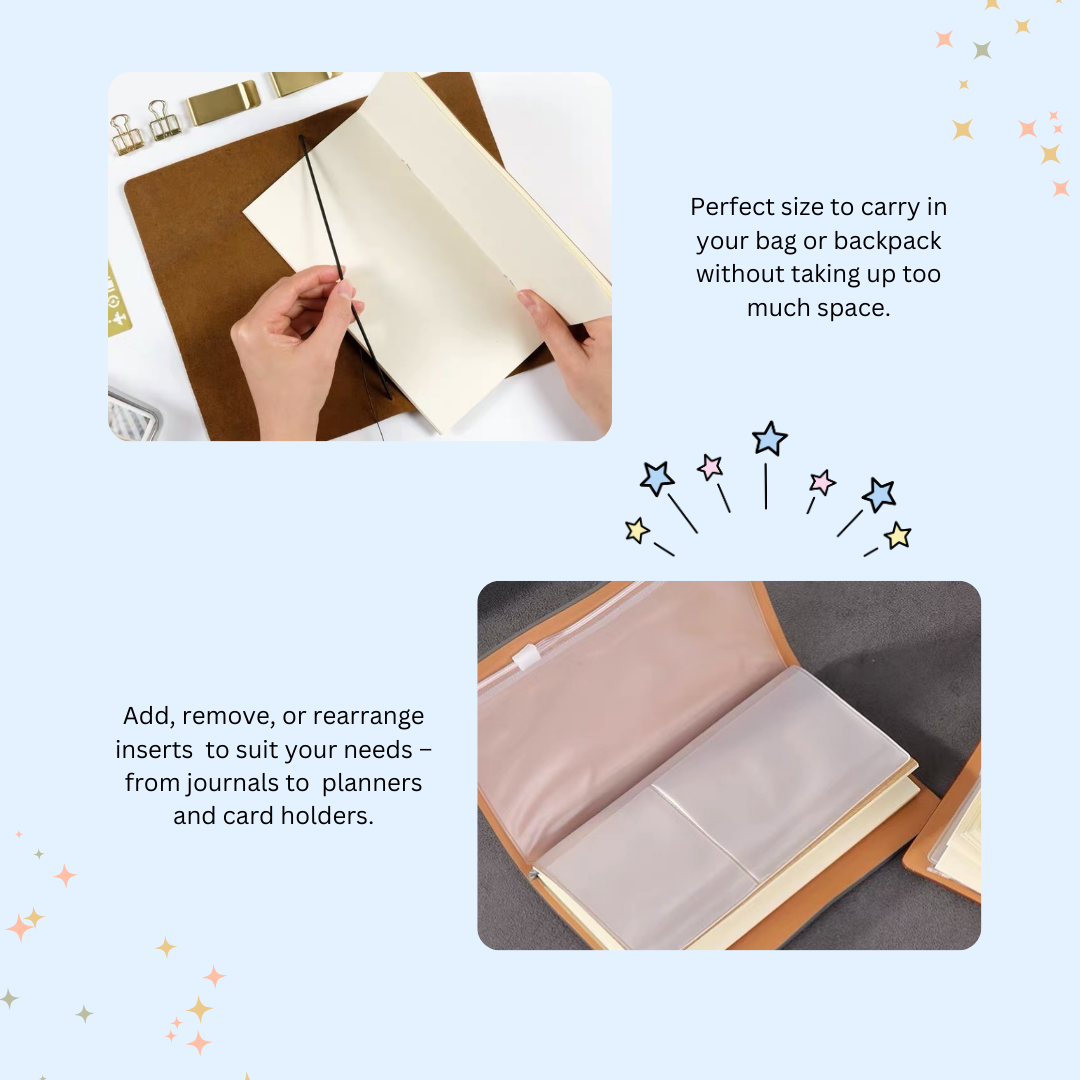 TN A5 Journal Set Planner – Refillable Traveler Notebook Scrapbook Vintage School Office Stationery  ✈️