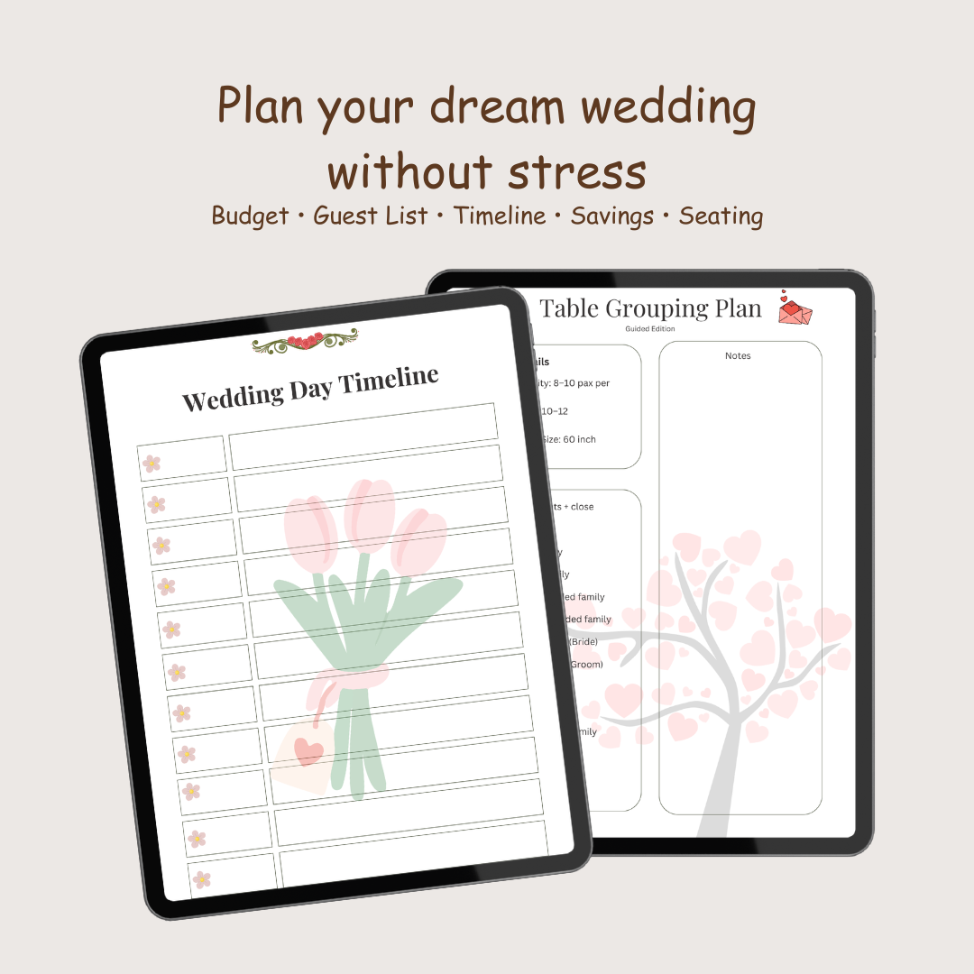 Ultimate Wedding Planner Bundle Printable | All-in-One PDF Template | Budget Seating Guest List Savings Tracker