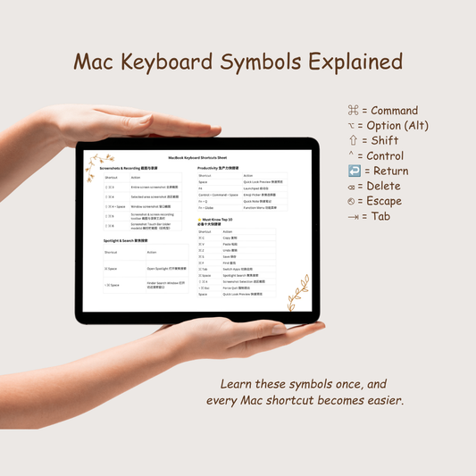 🍎 MacBook Keyboard Shortcuts Sheet (Beginner Friendly PDF)
