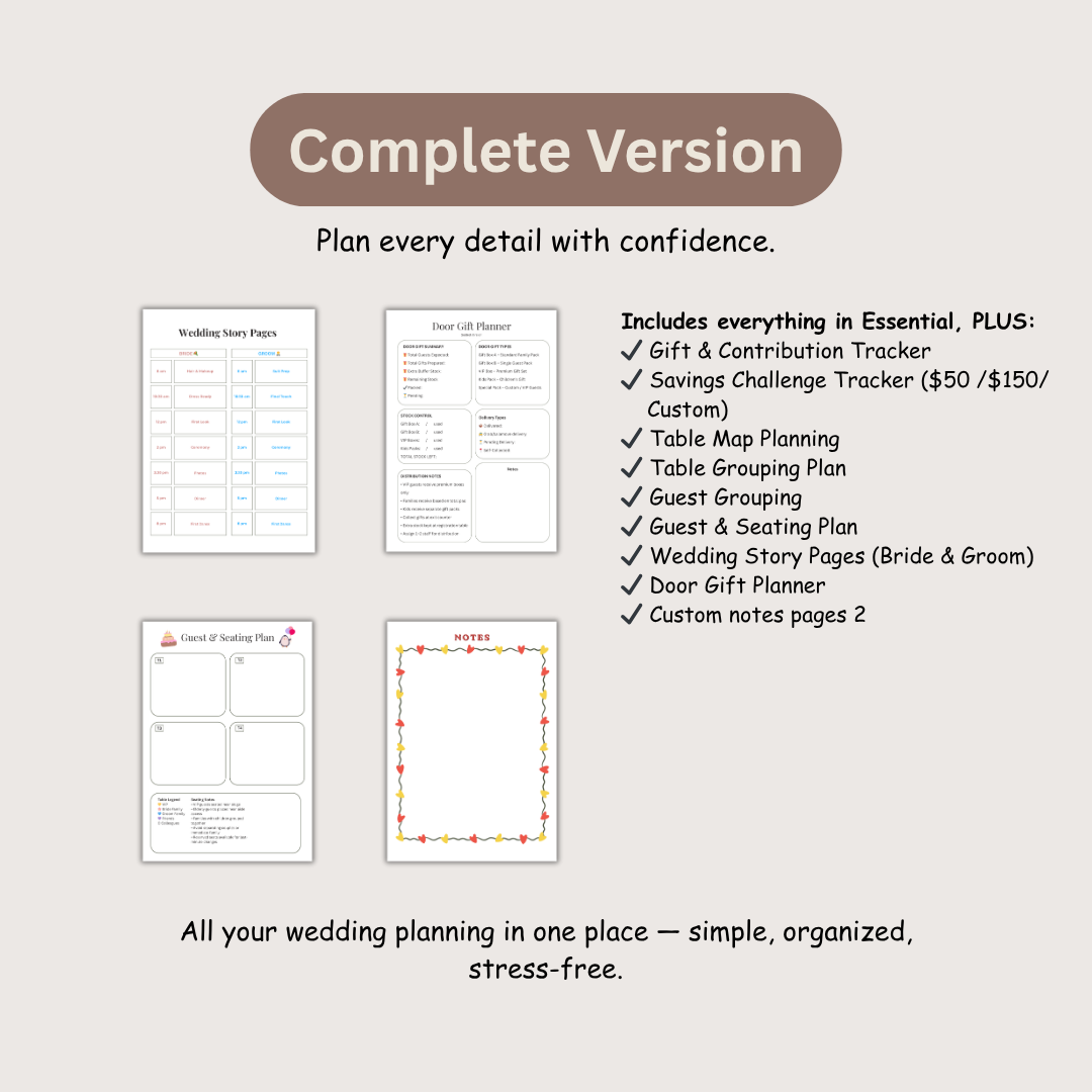 Ultimate Wedding Planner Bundle Printable | All-in-One PDF Template | Budget Seating Guest List Savings Tracker
